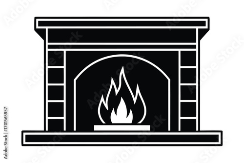 fireplace line art icon