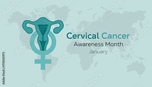 Vector illustration on the theme of Cervical Cancer awareness month observed each year during January. banner, Holiday, poster, card and background design.