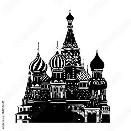 Clean Vector Silhouette of St. Basil's Cathedral in Moscow, Russia