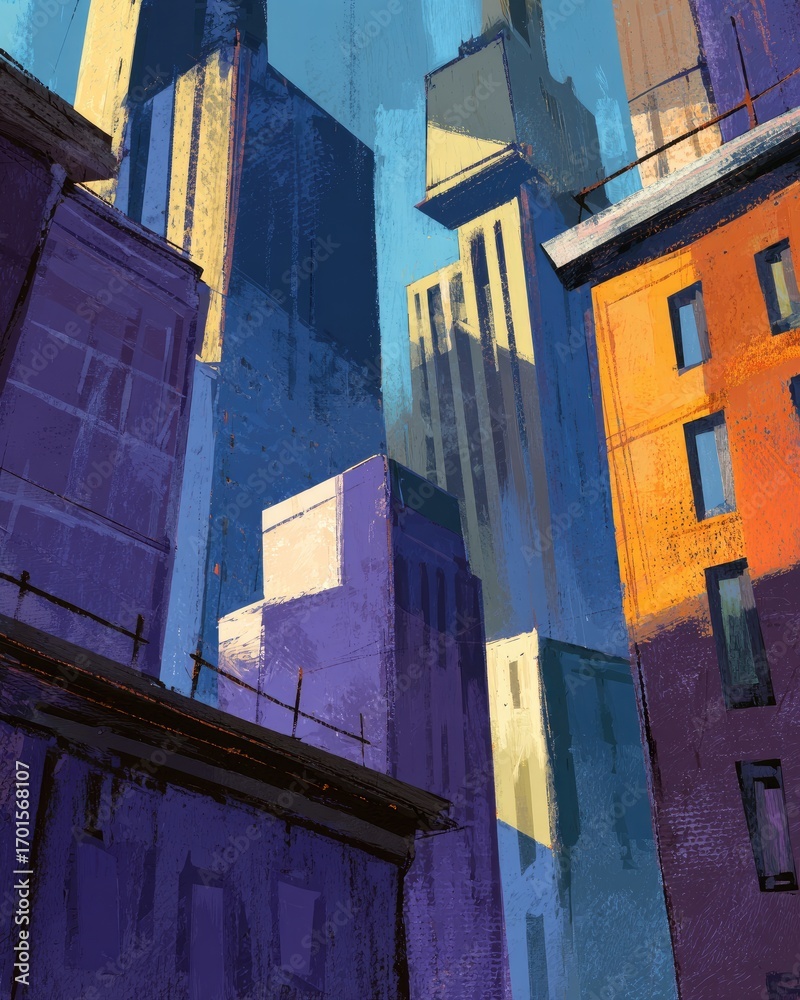 Obraz premium Urban Cityscape Pixel Art View