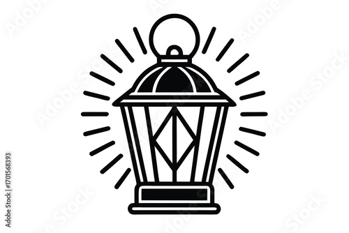 lantern line art icon