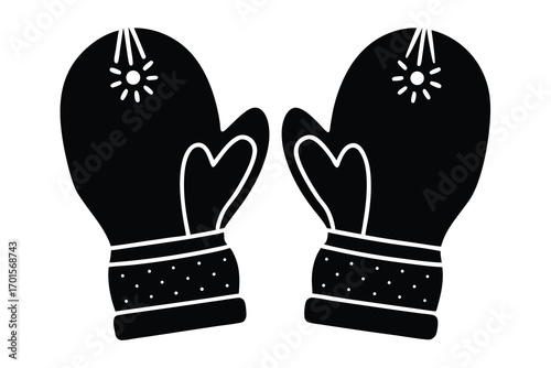 mittens line art icon