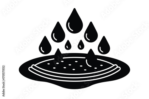 rain puddle line art icon
