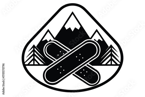 snowboard line art icon