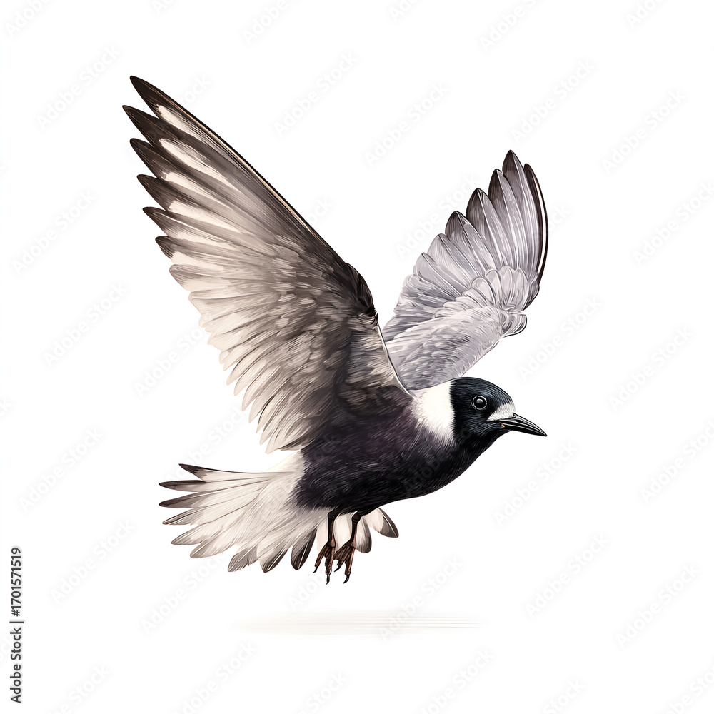 Obraz premium Black Tern Standing Isolated on Transparent Background