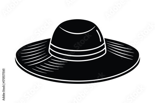 sun hat line art icon