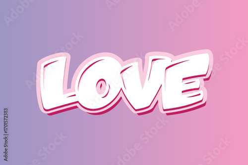 White L O V E text with pink and purple gradient background love word