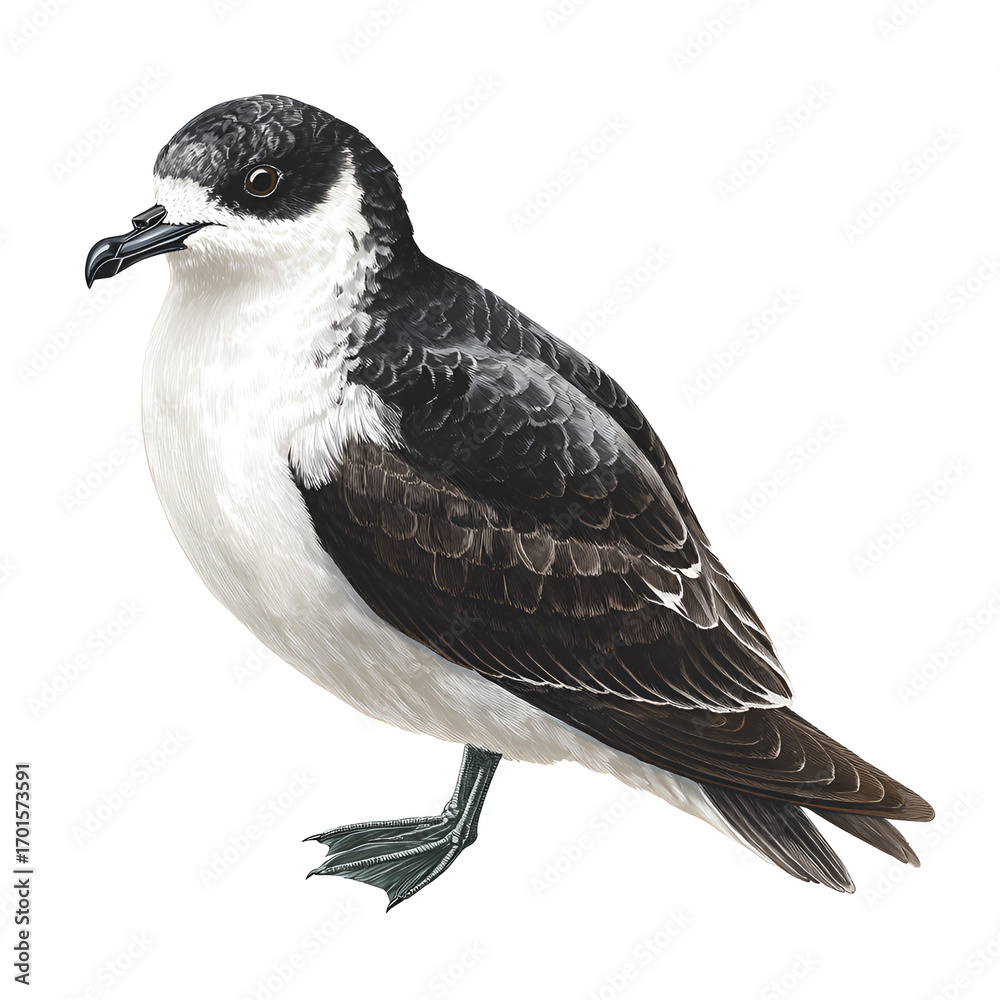 Fototapeta premium Black Capped Petrel Realistic Detailed Bird with White Body Isolated on Transparent Background