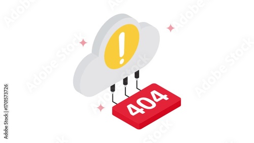 Cloud 404 Error isometric animation MP4 file