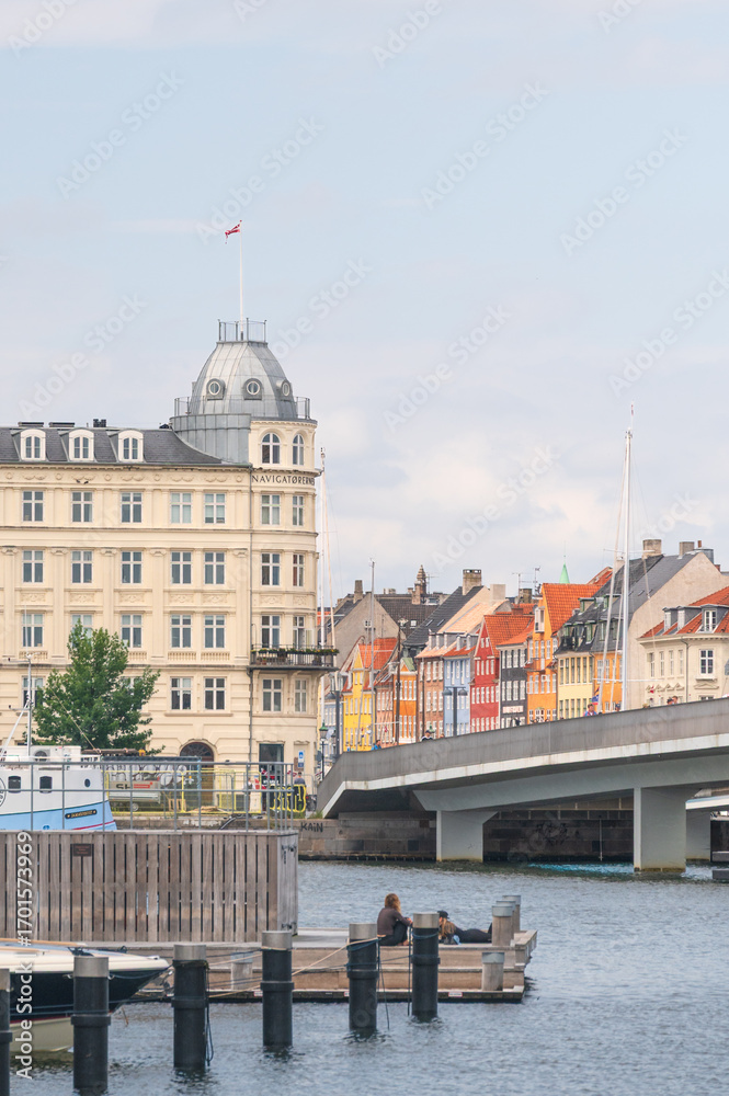 Naklejka premium Colorful houses in Nyhavn in Copenhagen Denmark
