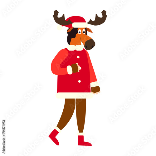 Man quadrober wearing animal moose mask