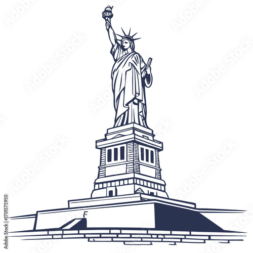 Vector art of statue of liberty is a colossal neoclassical sculpture on liberty island in new york harbor in the united states, a symbol of freedom and democracy