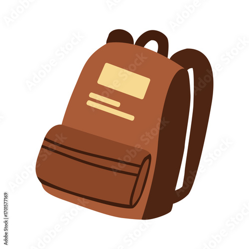Simple brown school backpack illustration, perfect for education, student gear, or back to school themed designs.