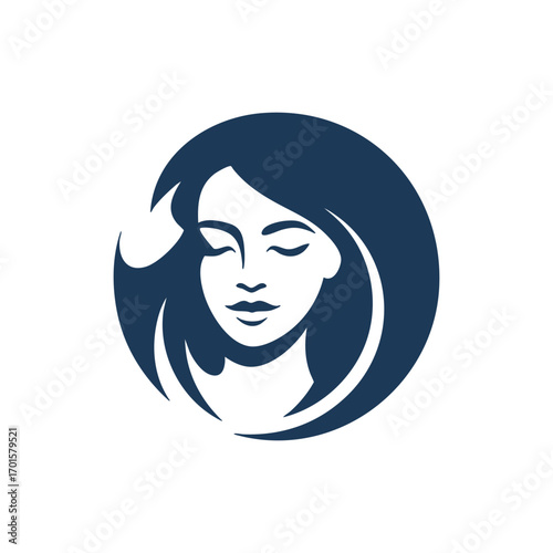 Elegant face logo design symbolizing beauty serenity and inner peace for branding