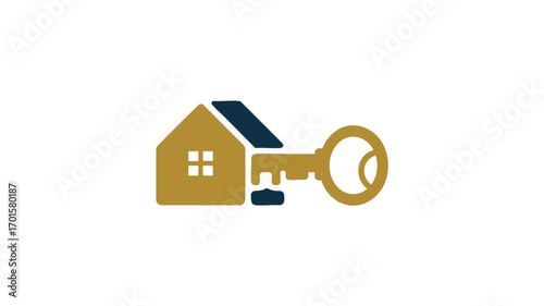 Golden house key logo representing real estate security and home ownership opportunities