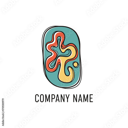 Abstract logo design with organic shapes and vibrant colors representing creativity and innovation.