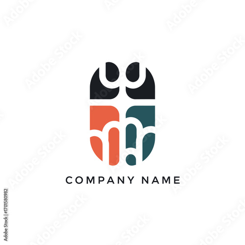 Abstract modern logo design with unique shapes and colors for company branding.