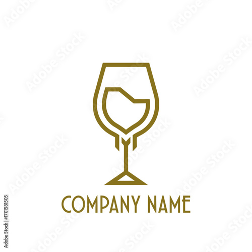 Elegant Wine Glass Logo Design Company Name.