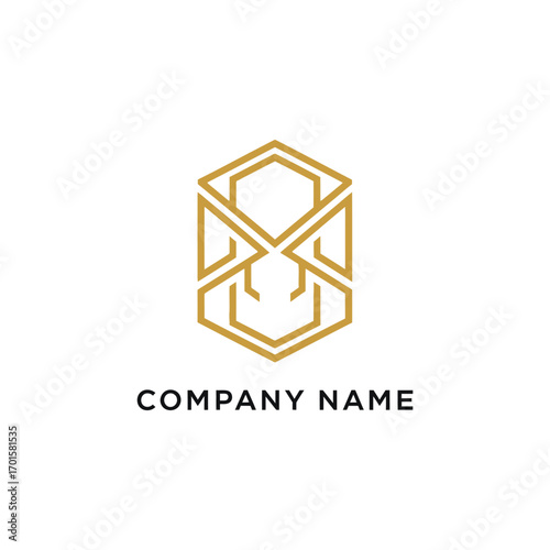 Geometric golden logo design for company branding and identity with modern style.