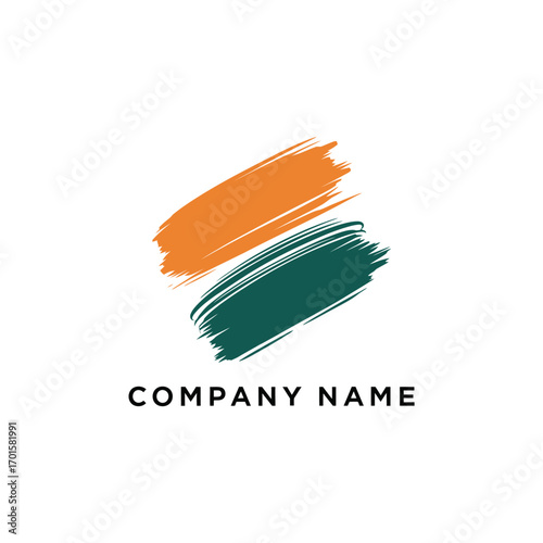 orange and teal paintbrush logo design.