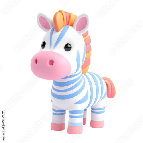 there is a toy zebra that is standing up on a black background