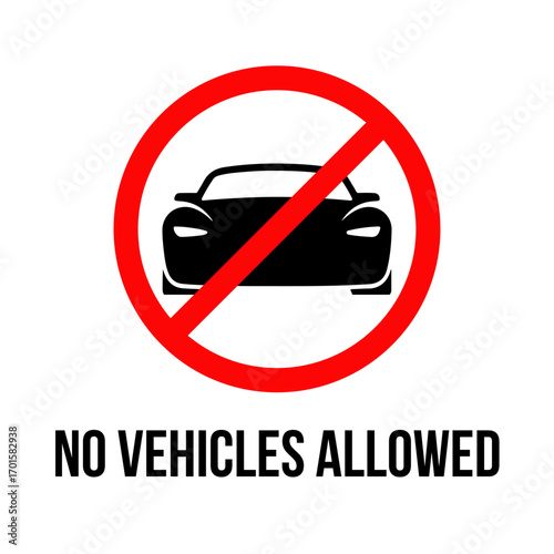 No car allowed prohibition icon, Do not drive symbol