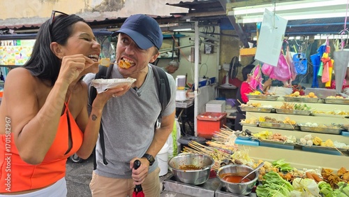 couple in a street market
