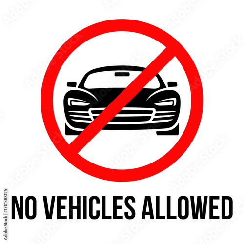 No car allowed prohibition icon, Do not drive symbol