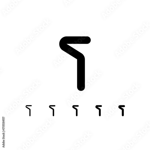 Technical letter I, digital cyber alphabet font, including set of five different thicknesses of the trendy modern letter (light, regular, medium, bold, thick), vector illustration 10EPS
