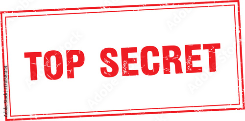 Red Top Secret Text Inside Distressed Grunge Border on White