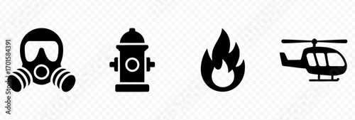 Firefighter icon set, Fire department sign or symbol, vector Illustration
