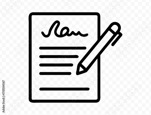 Document with pen icon set. form icon set. form icon in different style. outline, line and filled. vector illustration