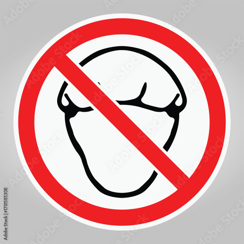 Prohibition Sign Against Animal Head Symbol on Gray Background