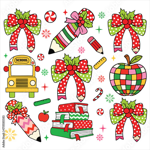 bundle of  Christmas Teacher Tshirt, holiday Festive Teacher Clipart , gift for xmas teacher shirt design sublimation