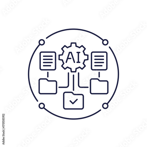 AI agent line icon, artificial intelligence for tasks automation
