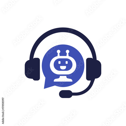 AI support icon, artificial intelligence technology vector