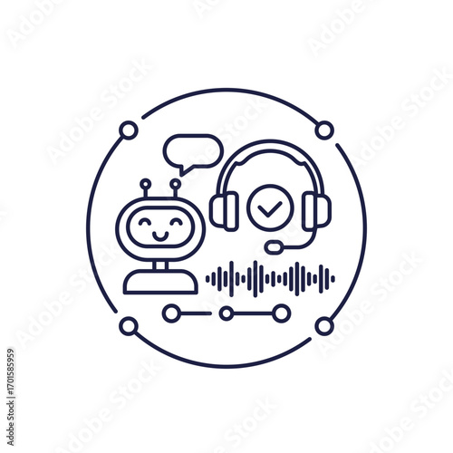 AI support line icon, artificial intelligence technology for business