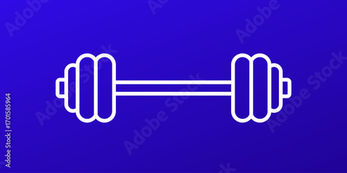 Barbell icon, gym and weight training line design