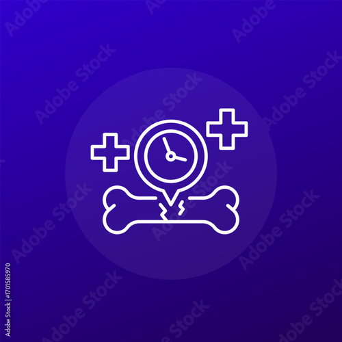 bone fracture healing time icon in line design