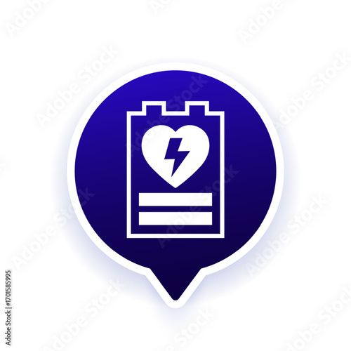 battery life vector icon with a heart