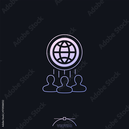 global audience icon with people, vector