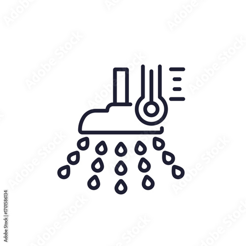 hot shower line icon on white