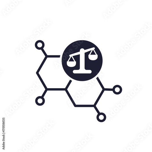 hormonal imbalance icon with hormone molecule and uneven scales