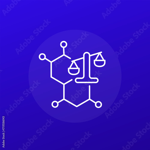 hormonal imbalance icon with hormone and uneven scales, line design