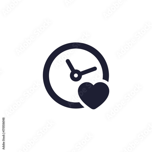 lifespan icon with a clock, time of life pictogram on white
