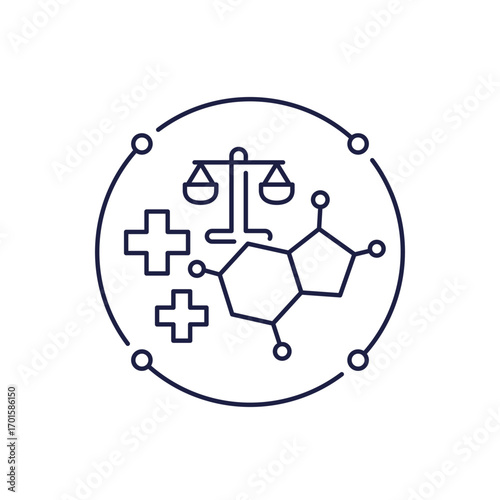 hormone balance icon, hormonal imbalance treatment line design
