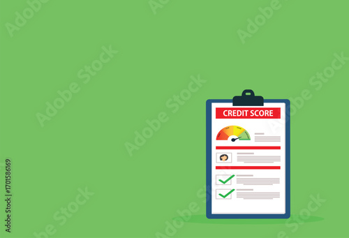 Credit score. Credit report document. Personal performance rating or customer feedback