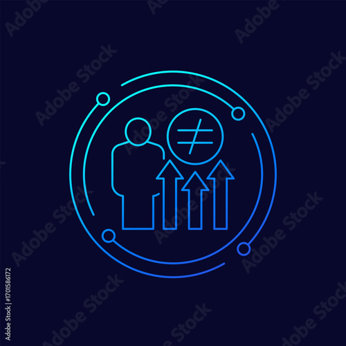 inequality icon, high disparity linear design