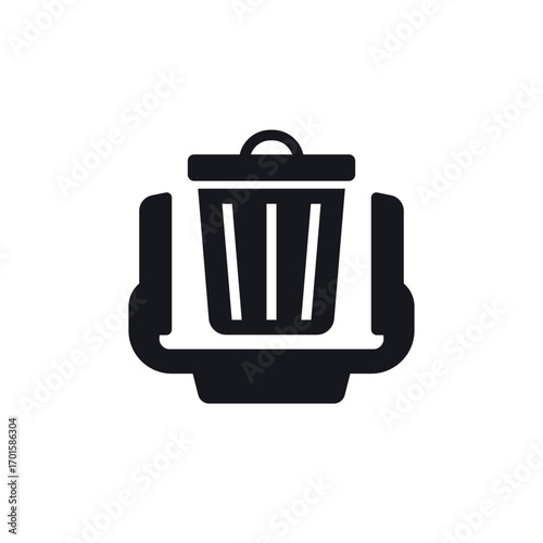 trash compactor icon with a press
