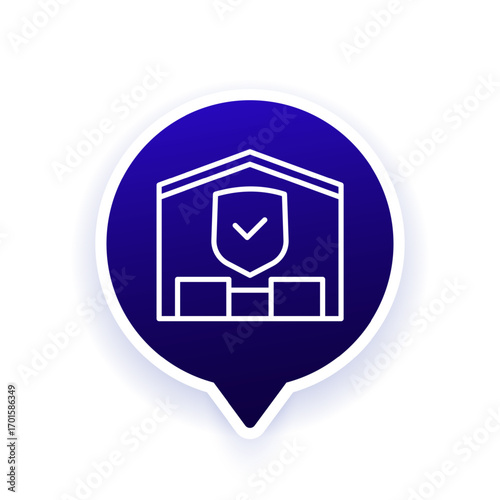 Warehouse insurance icon, line design